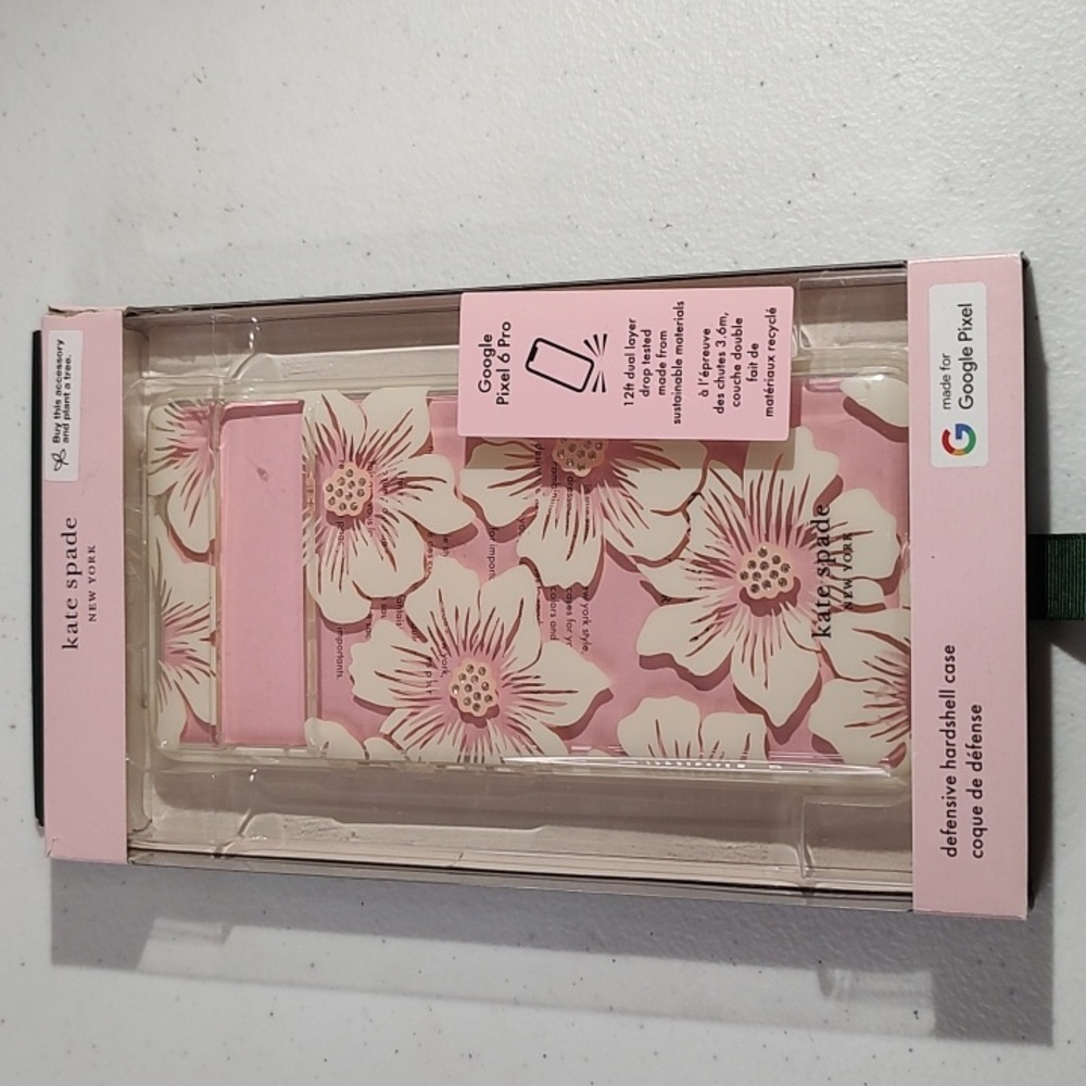 Kate Spade Googla Pixel 6 Pro Defensive Hardshell Case Clear W/Flowers, Sparkles